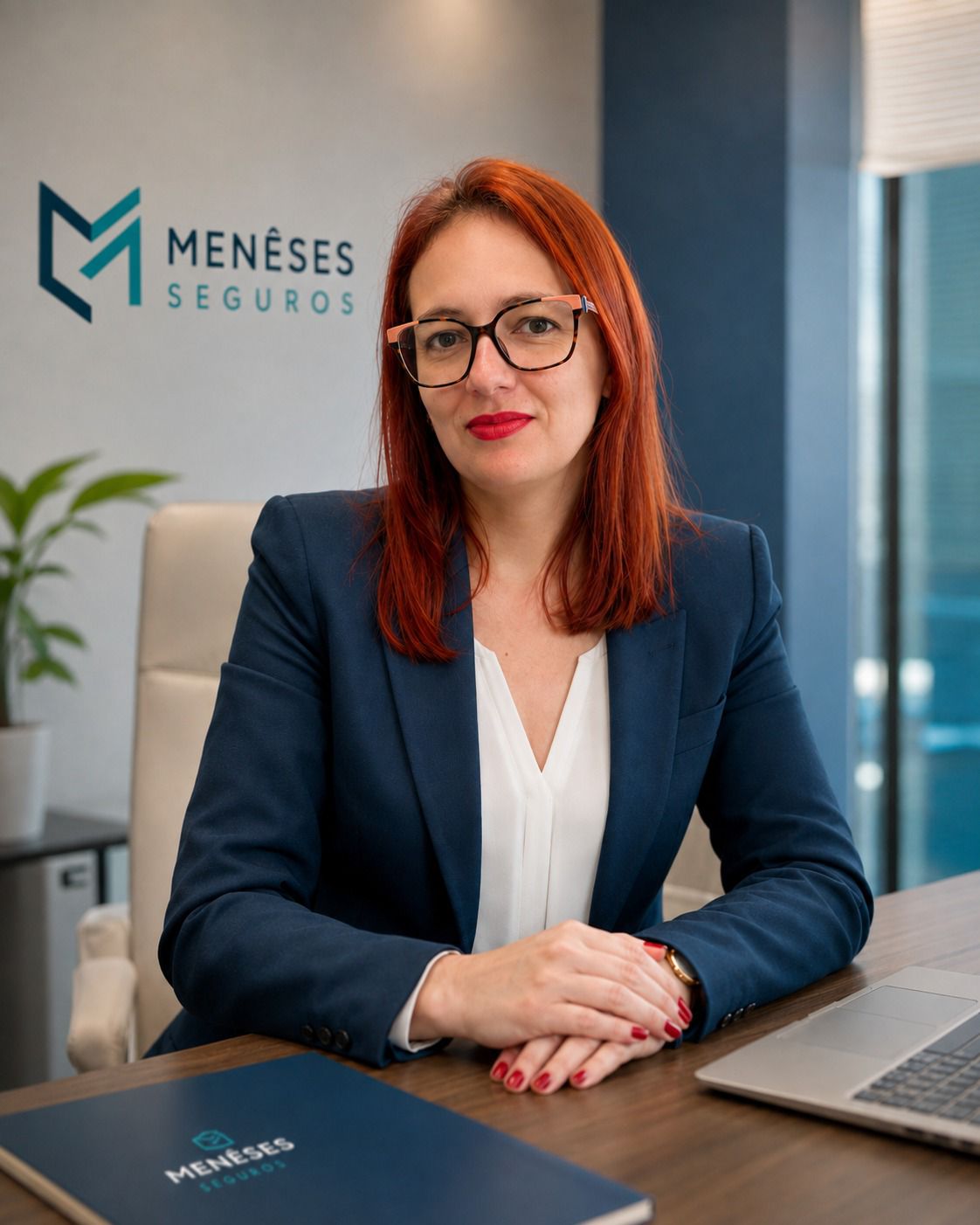 Gíllian Menêses, corretora de seguros, em seu escritório